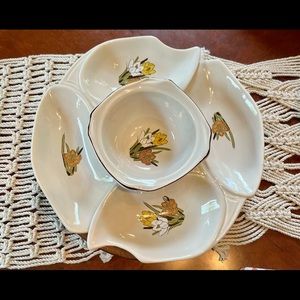 VINTAGE California Original 3 Piece Floral Lazy Susan with Serving Tray